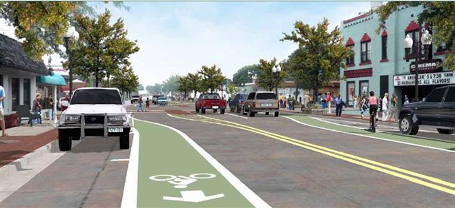 North Avenue would look like this, with a new striped bike lane, under Wauwatosa’s strategic plan.