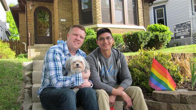 Matthew Schreck and his partner Jose Fernando Gutierrez enjoy their Bay View home as a newly married couple. They were the first same-sex couple to be legally wed in Wisconsin. 