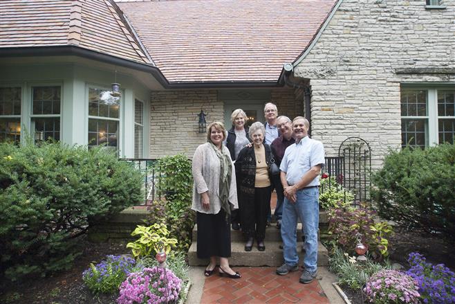 The Phillips family once owned the home at 6937 Wellauer Drive. They paid $25,000 for the home in 1952 and lived there until 1992. Alice Phillips (center) and five of her children — (from left) Susan Weiss, Donna Friedeck, Robert, Earl Jr. and Mark Phillips — came back for the Wauwatosa Historical Society’s tour of historic homes Saturday.