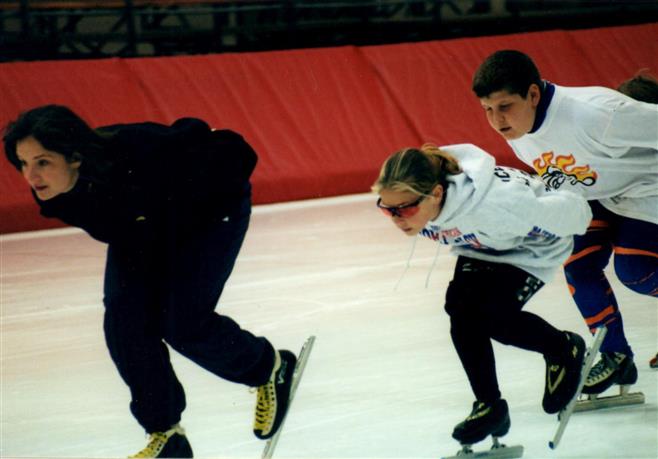 Sugar Todd trains with Olympic medalist Bonnie Blair.