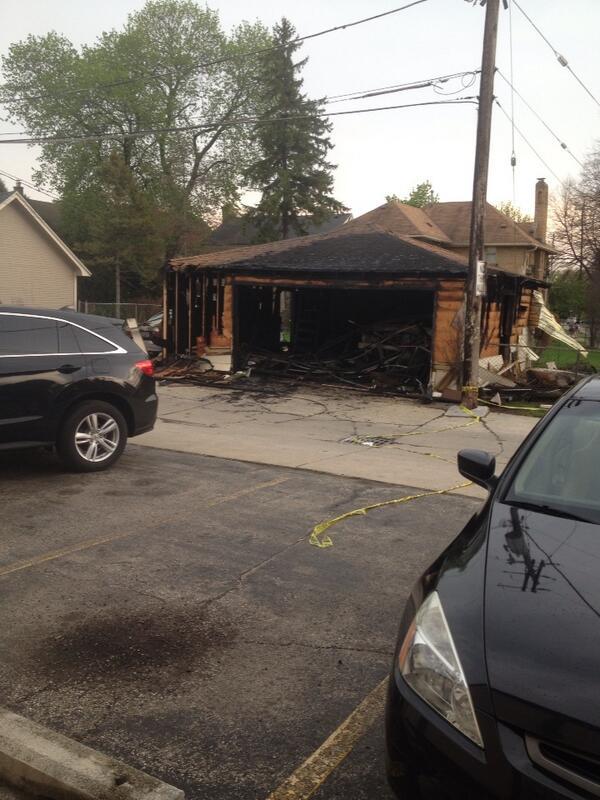 Two cars caught fire inside this Wauwatosa garage Sunday, causing extensive damage.