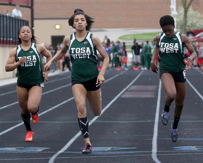 Senior Azya McLin (left), junior Cheri’A Adams (center) and Mercy Ndon are key members of this spring’s Wauwatosa West girls track and field team. It should be an exciting season, according to coach Jack LoPresti.