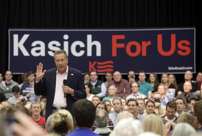 Republican presidential candidate Ohio Gov. John Kasich speaks at a town hall event at Utah Valley University, Friday, March 18, 2016, in Orem, Utah.