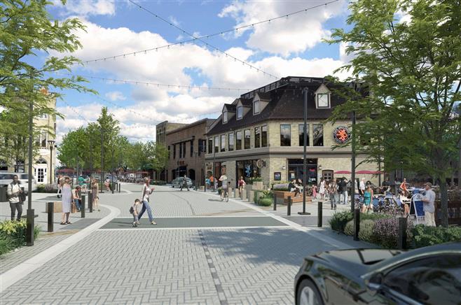 This rendering shows what the Village of Wauwatosa will look like after a long-anticipated streetscaping project finishes up later this year. Construction crews are scheduled to break ground May 9 and work will continue until the end of October, weather permitting.