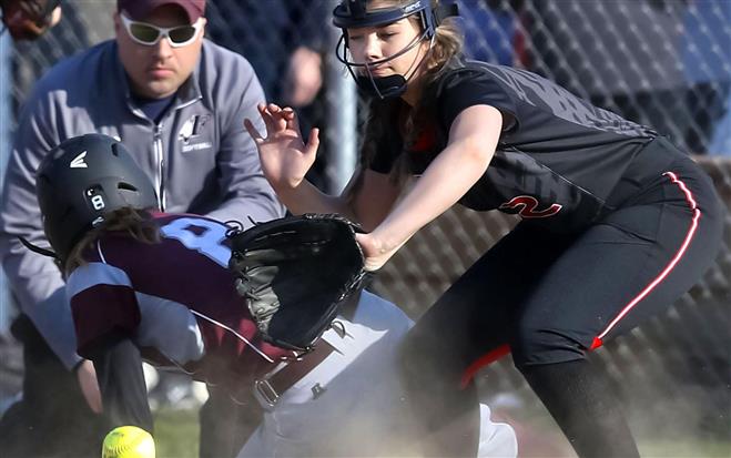 Analiese Glawe of Wauwatosa East covers home on April 14. She threw her first no-hitter on May 9 against West Allis Central.