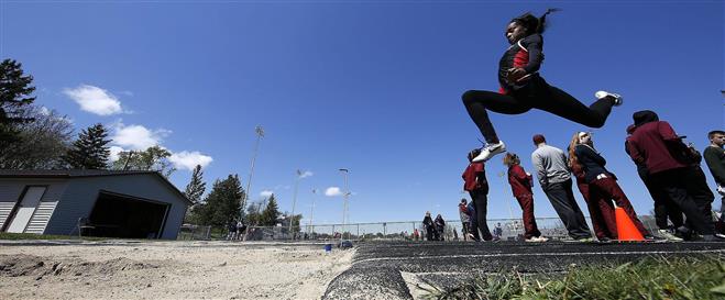 Wauwatosa East’s Toni Bonds had a personal record in the long jump event of the Greater Metro Conference Championships at Menomonee Falls on May 17.
