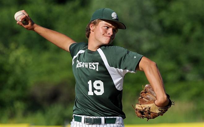 Wauwatosa West’s Will Jushka pitches in a game last season. He led the Trojans to a win over Greenfield on June 30.