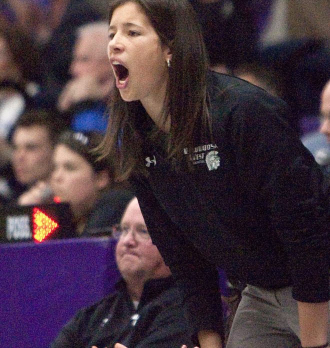 Ashley Imperiale shouts to Wauwatosa West players during her stint as a co-coach last season.