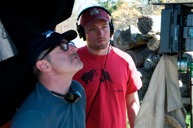 Michael Raisler, son of Ann and John Raisler of Wauwatosa, is making a name for himself in the film-making industry. He is seen here with Tom Gilroy (left) on the set of their upcoming film.