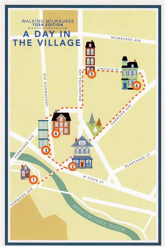 The “A Day in the Village” tour, a six-tenths of a mile walk through the Village of Wauwatosa, features six stops, including the former Underwood Hotel and the Milwaukee Irish Fest Center. The walk is one of 10 walking tours offered through Walking Milwaukee: Tosa Edition.